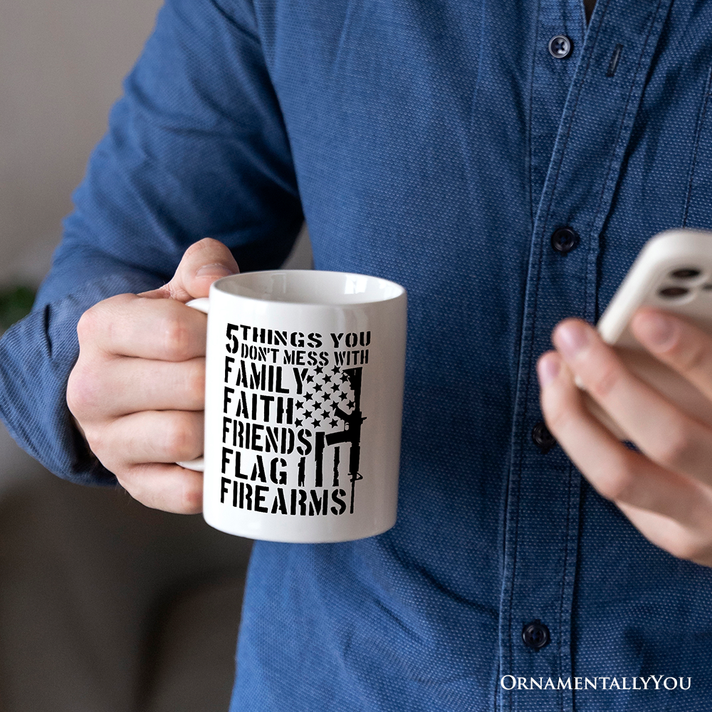 5 Things You Don’t Mess With Dad Personalized Mug, Patriotic Father Gift with Custom Name