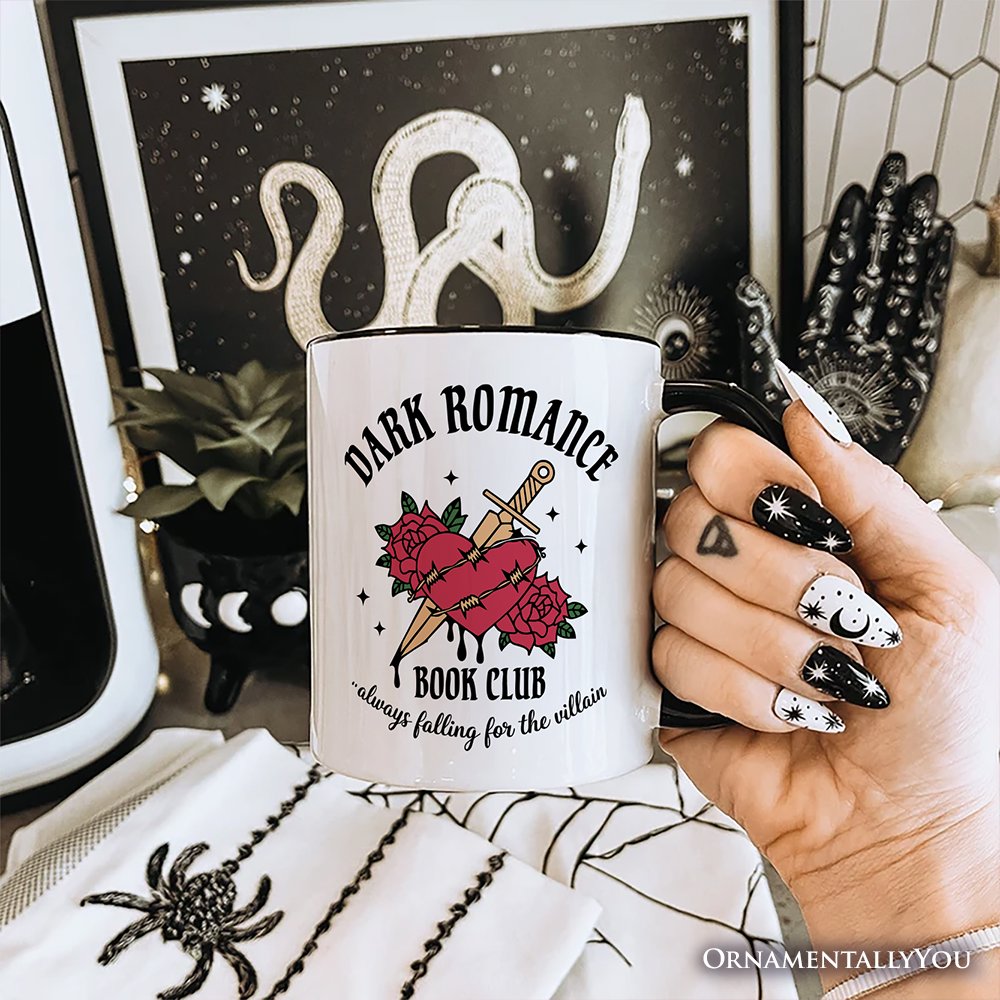 Dark Romance Book Club Personalized Mug, Vintage Gothic Romantasy Bookish Gift with Custom Name Personalized Ceramic Mug OrnamentallyYou 