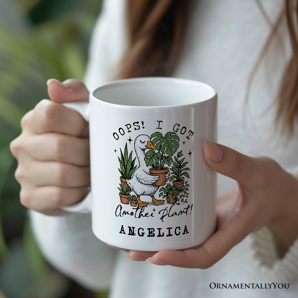 Oops I Got Another Plant Goose Personalized Mug, Sarcastic Gardening Humor Gift with Custom Name Personalized Ceramic Mug OrnamentallyYou 