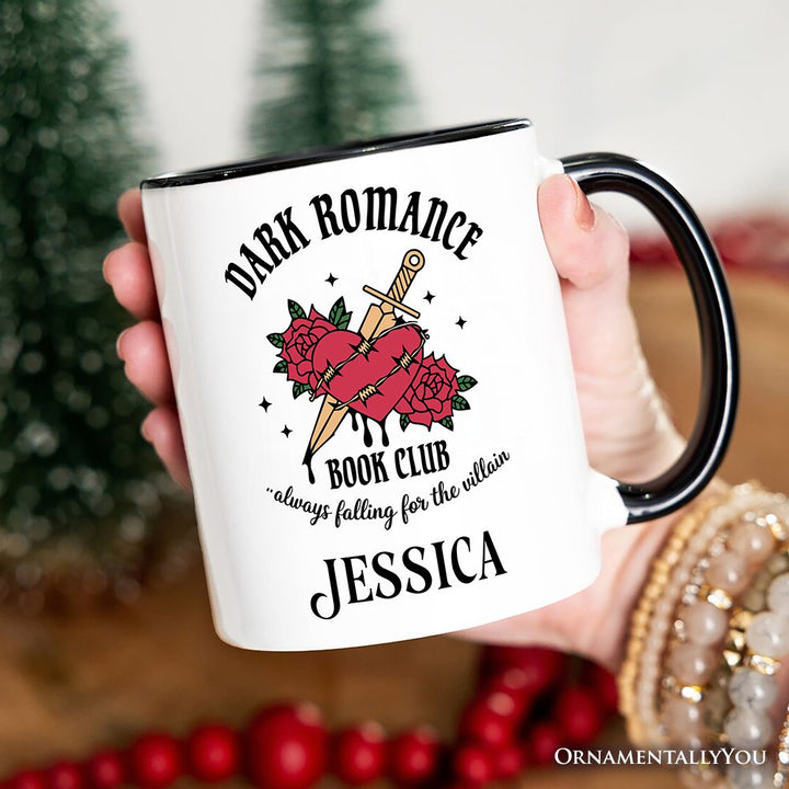 Dark Romance Book Club Personalized Mug, Vintage Gothic Romantasy Bookish Gift with Custom Name Personalized Ceramic Mug OrnamentallyYou 