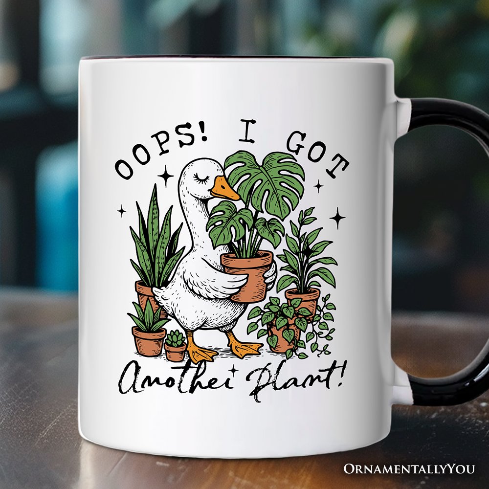 Oops I Got Another Plant Goose Personalized Mug, Sarcastic Gardening Humor Gift with Custom Name Personalized Ceramic Mug OrnamentallyYou 
