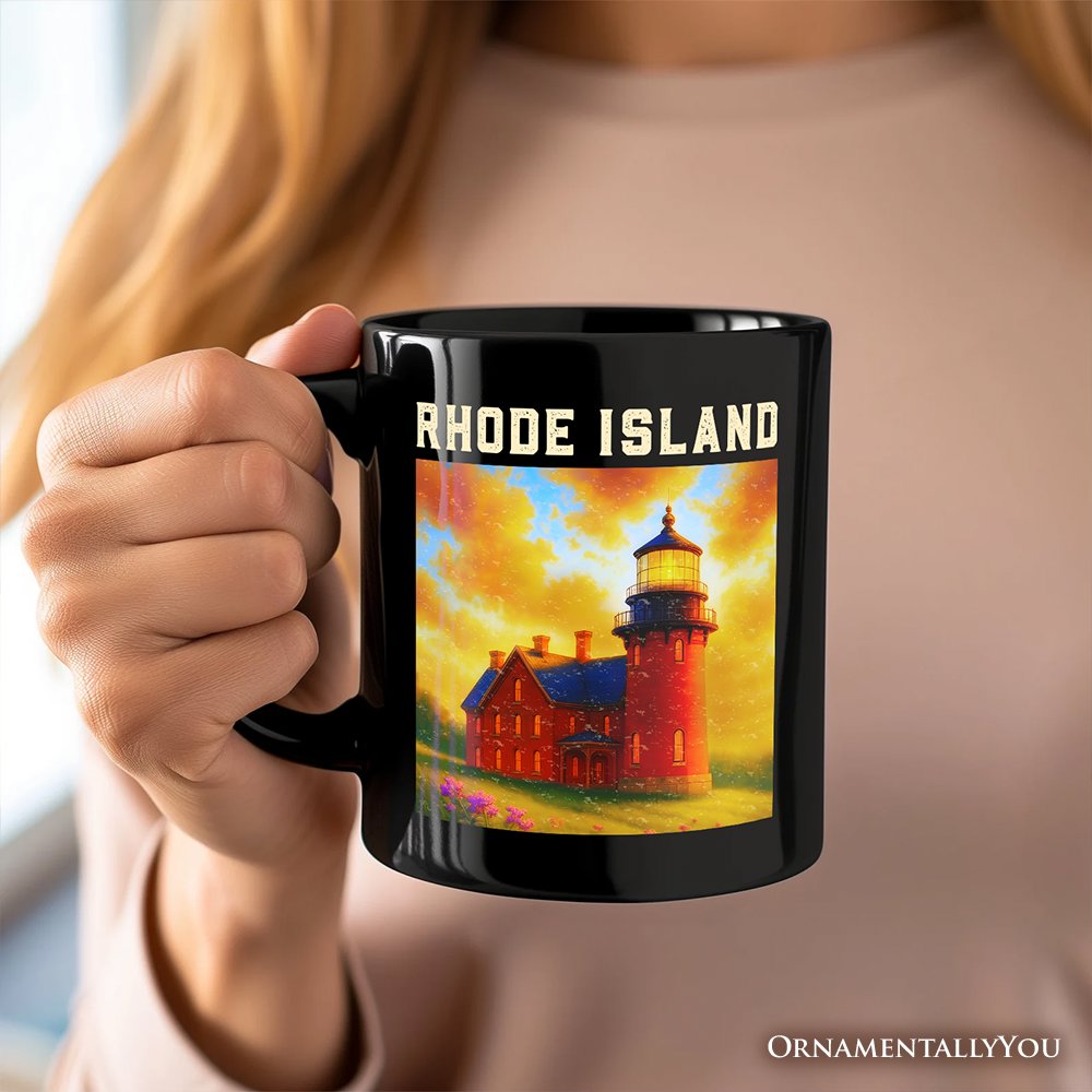 Charming Rhode Island State Southeast Lighthouse Personalized Mug, Block Island Coastal Landmark Gift and Seaside Souvenir with Custom Name Personalized Ceramic Mug OrnamentallyYou 