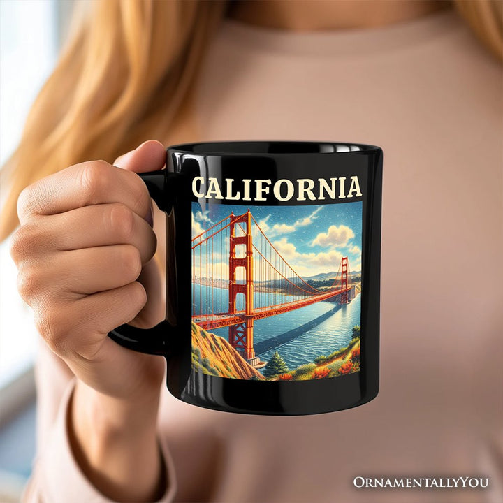 Classic California State Golden Gate Bridge Personalized Mug, San Francisco Bay Gift and Coastal Landmark Souvenir with Custom Name Personalized Ceramic Mug OrnamentallyYou 