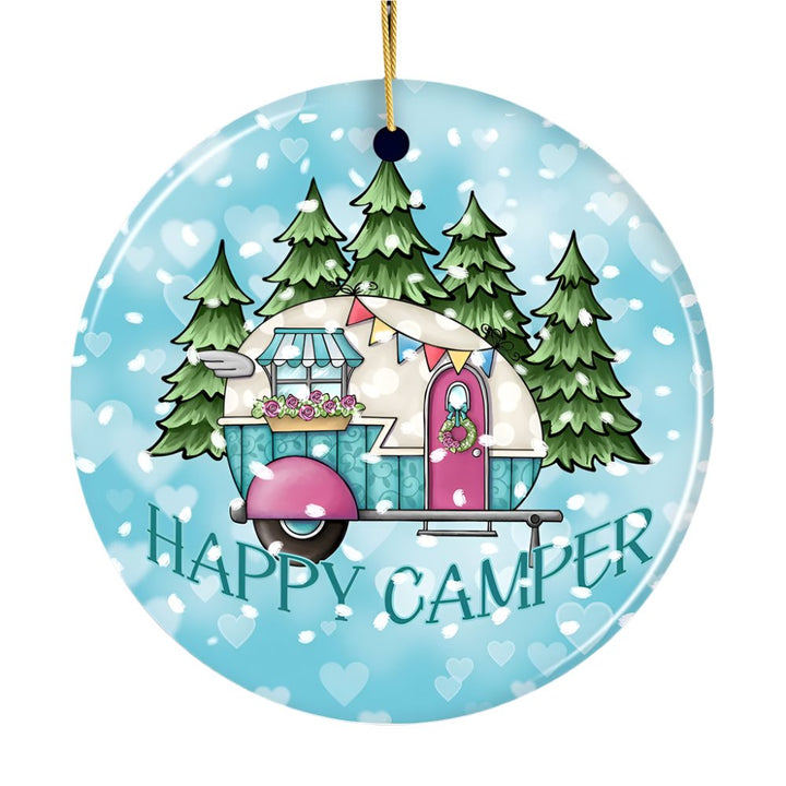 Happy Camper Winter RV Ornament Ceramic Ornament OrnamentallyYou 