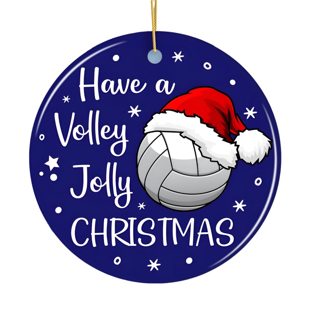 Have a Volley Jolly Christmas Volleyball Ornament Ceramic Ornament OrnamentallyYou 