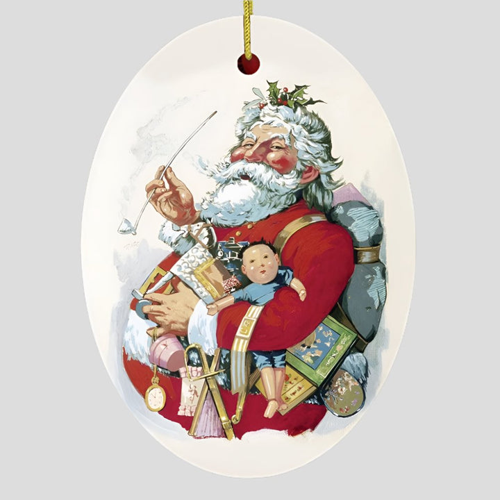 Merry Old Santa Claus Vintage Thomas Nast Legendary 1880s Art Christmas Ornament Ceramic Ornament OrnamentallyYou 