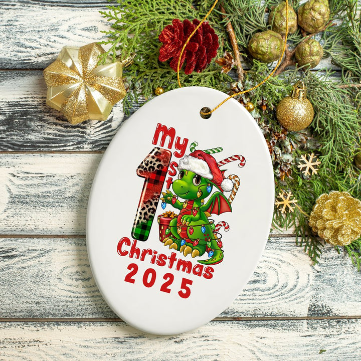 My First Christmas Baby Dinosaur Ornament Ceramic Ornament OrnamentallyYou 