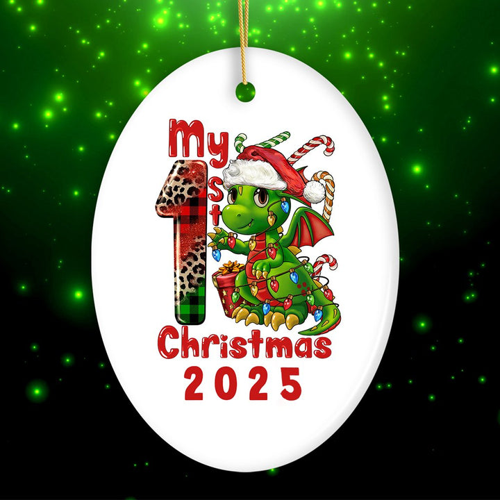 My First Christmas Baby Dinosaur Ornament Ceramic Ornament OrnamentallyYou 