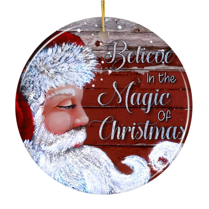 Vintage Santa Believe in the Magic of Christmas Ornament Ceramic Ornament OrnamentallyYou 