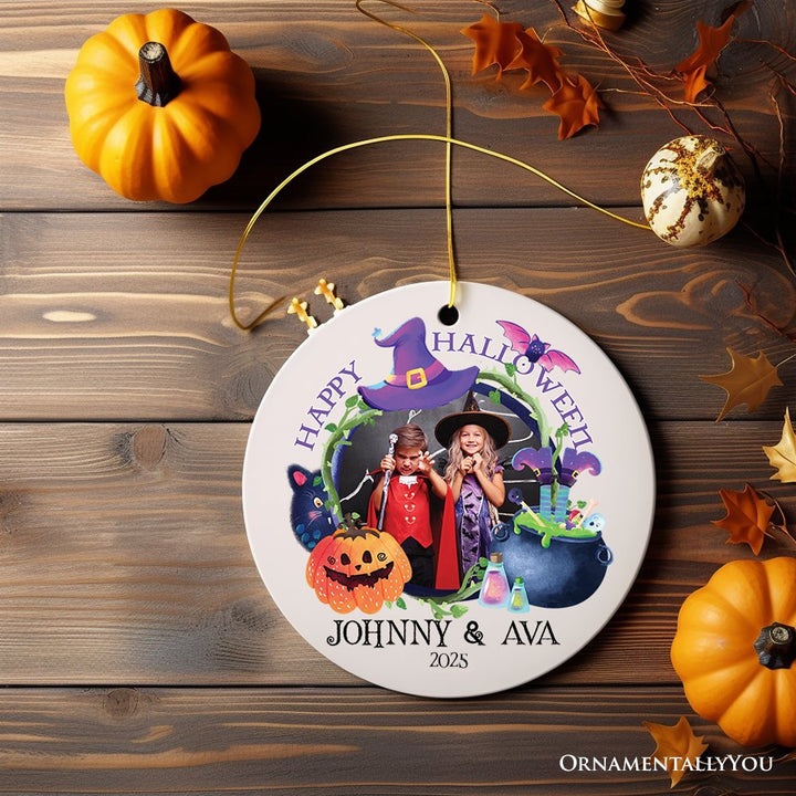 Festive & Colorful Children Halloween Custom Photo Ornament, Fun Costume Party Gift Ceramic Ornament OrnamentallyYou 