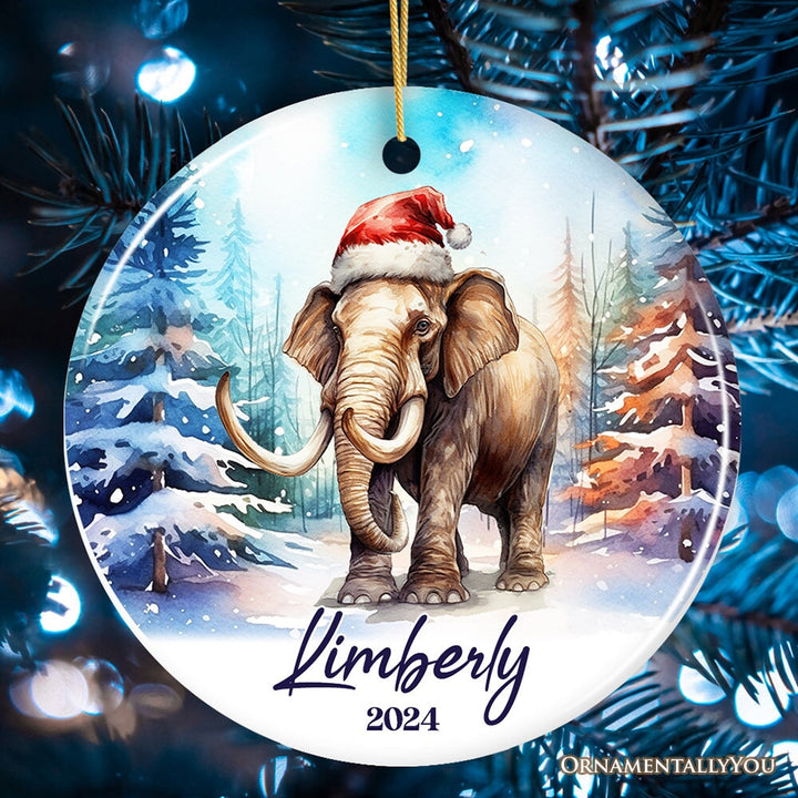 Elephant Personalized Ornament, Magical Arctic Glow Christmas Gift With Custom Name and Date Ceramic Ornament OrnamentallyYou Circle 