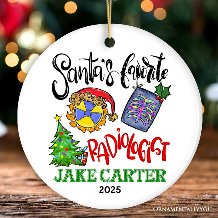 Santa’s Favorite Radiologist Personalized Christmas Ornament, Cute and Funny X-Ray Radiology Gift