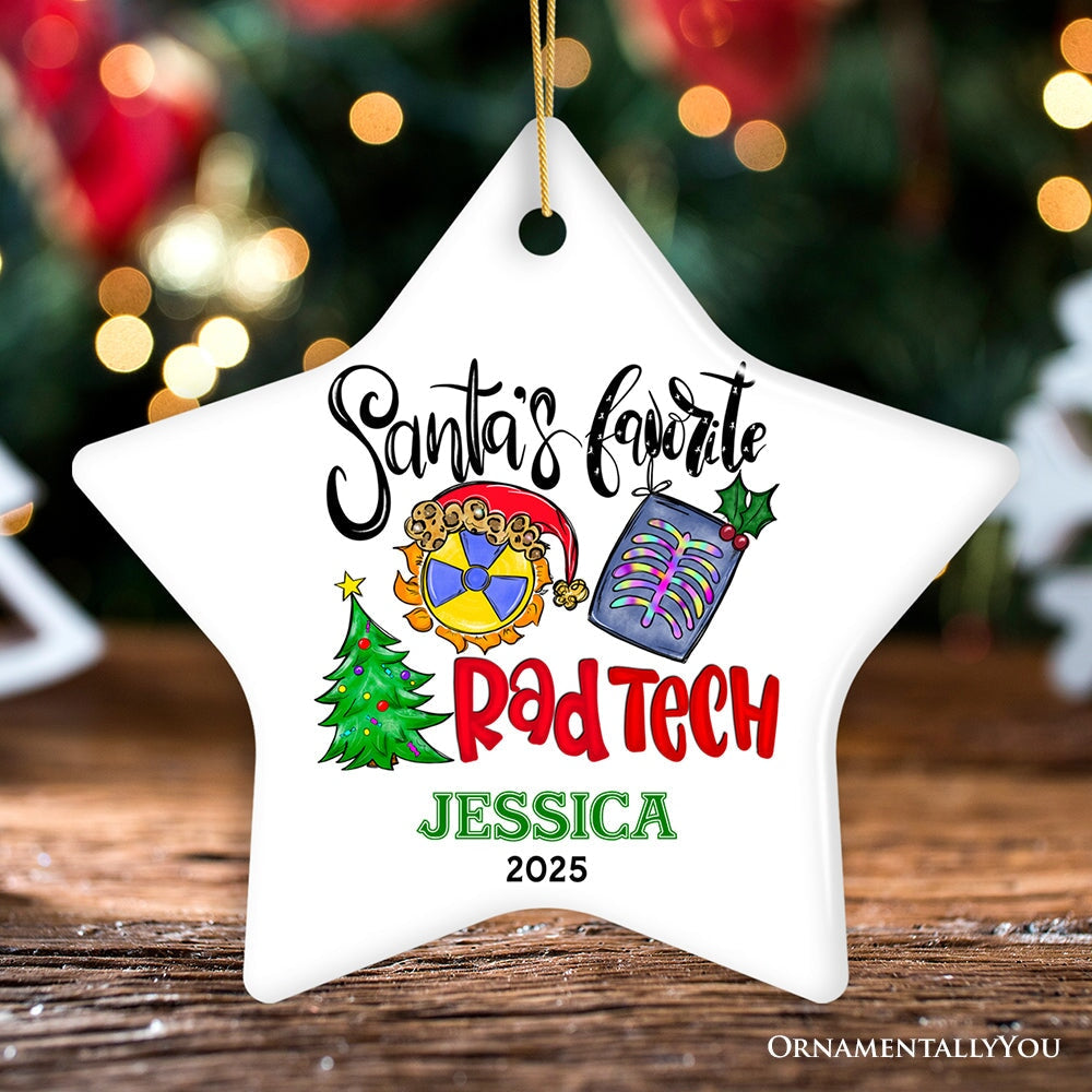 Santa’s Favorite Rad Tech Custom Christmas Ornament, Radiology Crew Appreciation Gift Ceramic Ornament OrnamentallyYou Star 