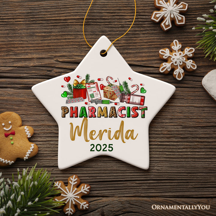 Colorful Pharmacist Appreciation Personalized Christmas Ornament, Custom Pharmacy Gift