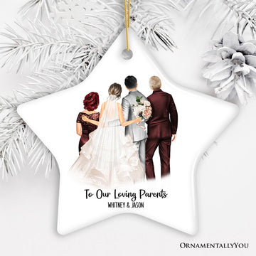 Bride and Groom with Parents Wedding Gift Ornament Personalized Ceramic Ornament OrnamentallyYou Star 