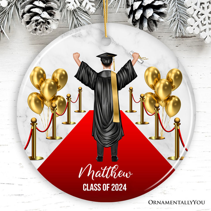 Personalized Male Graduation Ceremony Ornament, School Grad Teenage or Adult Boys Gift