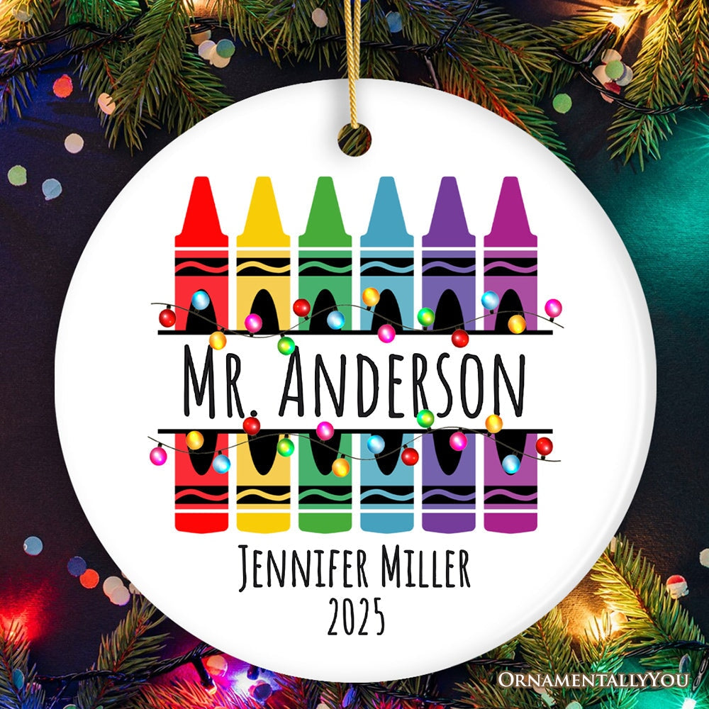 Teacher Personalized Christmas Ornament, School Theme Appreciation Gift Ceramic Ornament OrnamentallyYou 