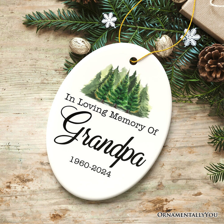 Personalized Memorial Minimalist Ornament, In Loving Memory Keepsake Gift Ceramic Ornament OrnamentallyYou Oval 