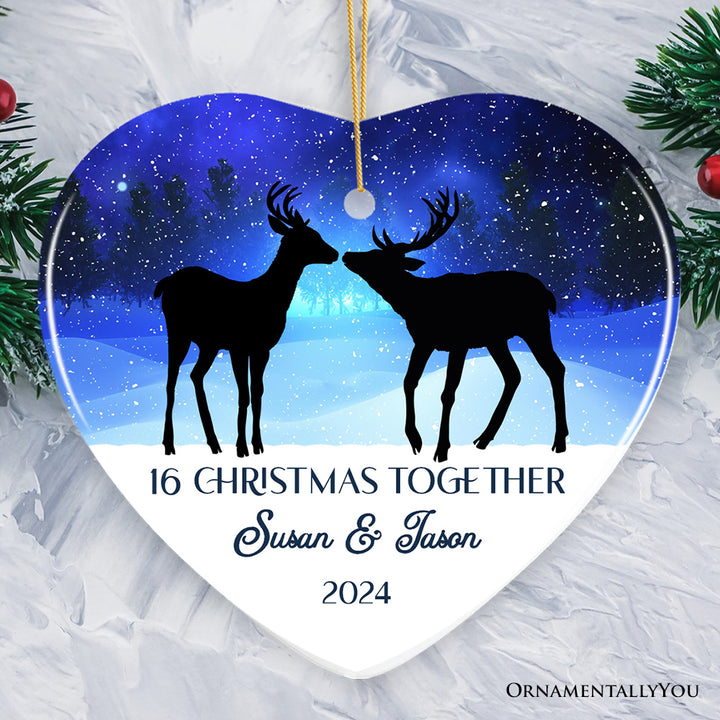 Majestic Deer Anniversary Personalized Gift for Couple, Romantic Christmas Ornament, Xmas Together Keepsake Gift