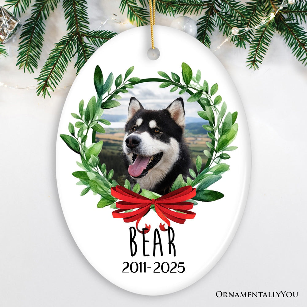 Pet Memorial Personalized Photo Ornament, In Memory of Dog or Cat Gift Ceramic Ornament OrnamentallyYou Oval 