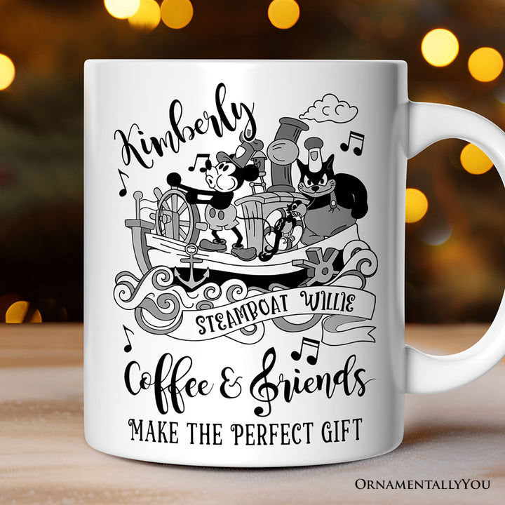 Steamboat Willie Coffee and Friends Personalized Mug, Friendship Appreciation Gift