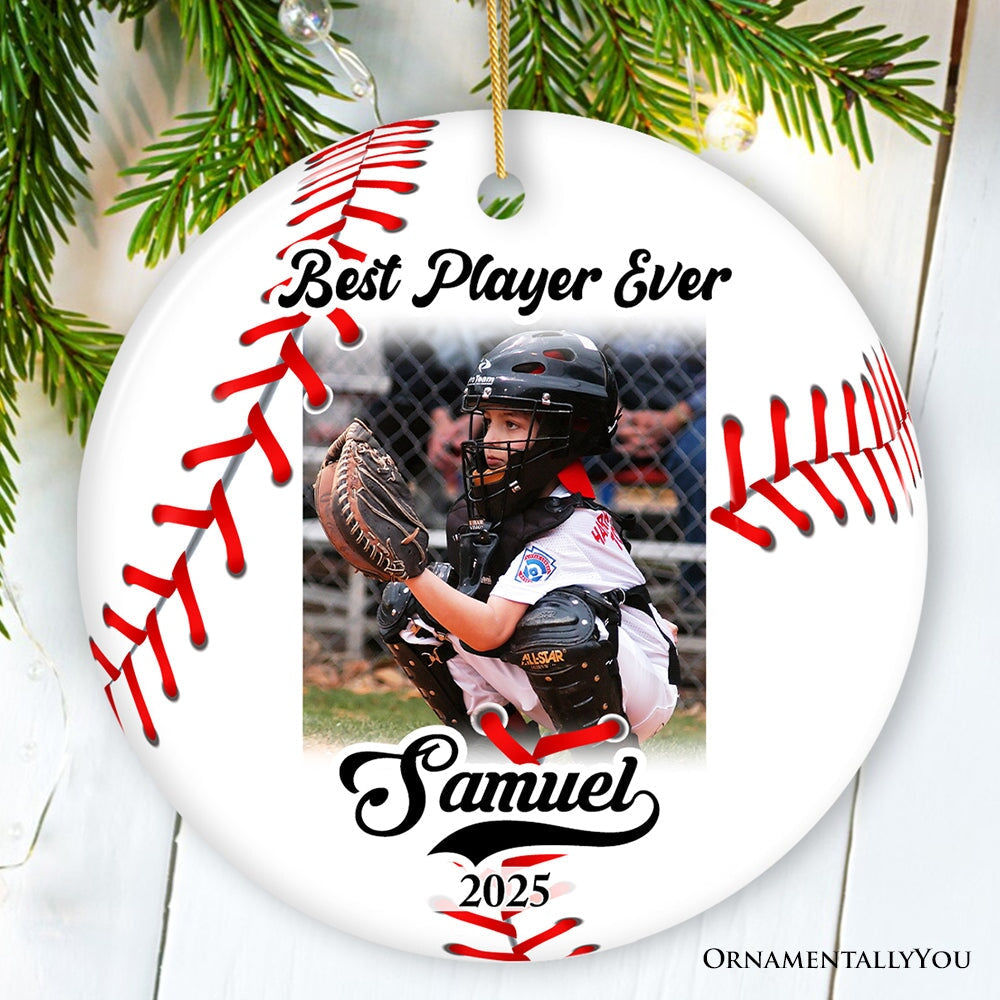 Baseball Personalized Picture Ornament Gift, Photo Upload Team, Player and Coaches Gift Ceramic Ornament OrnamentallyYou Circle 