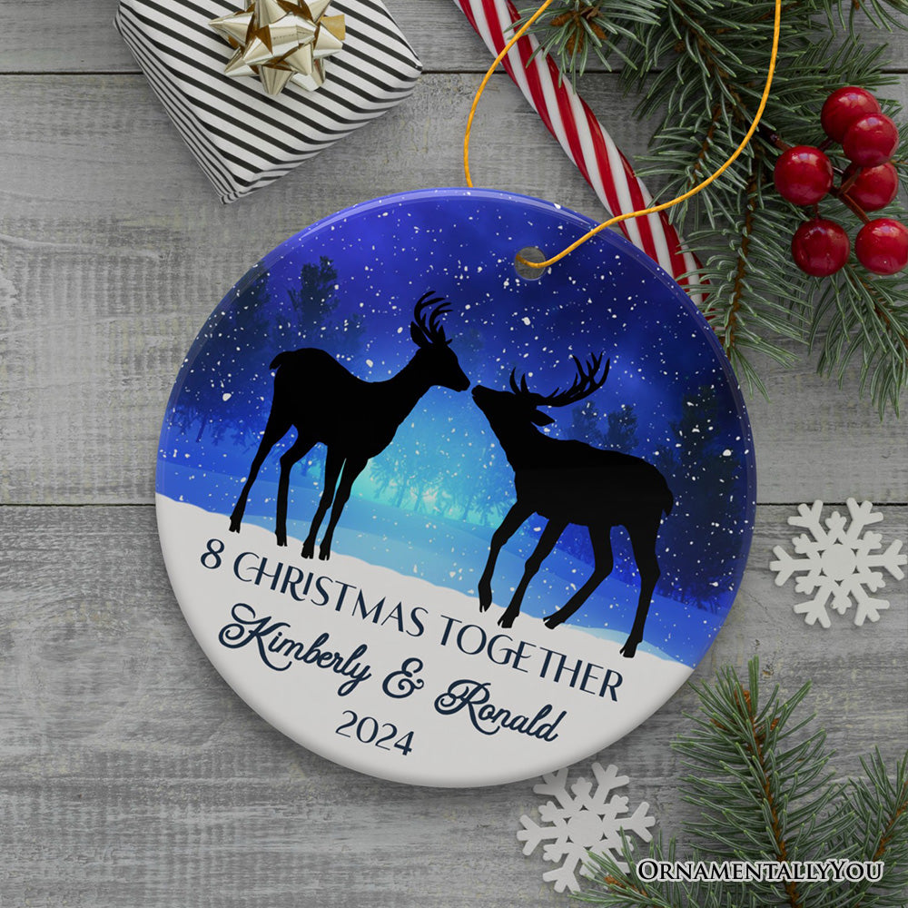 Majestic Deer Anniversary Personalized Gift for Couple, Romantic Christmas Ornament, Xmas Together Keepsake Gift