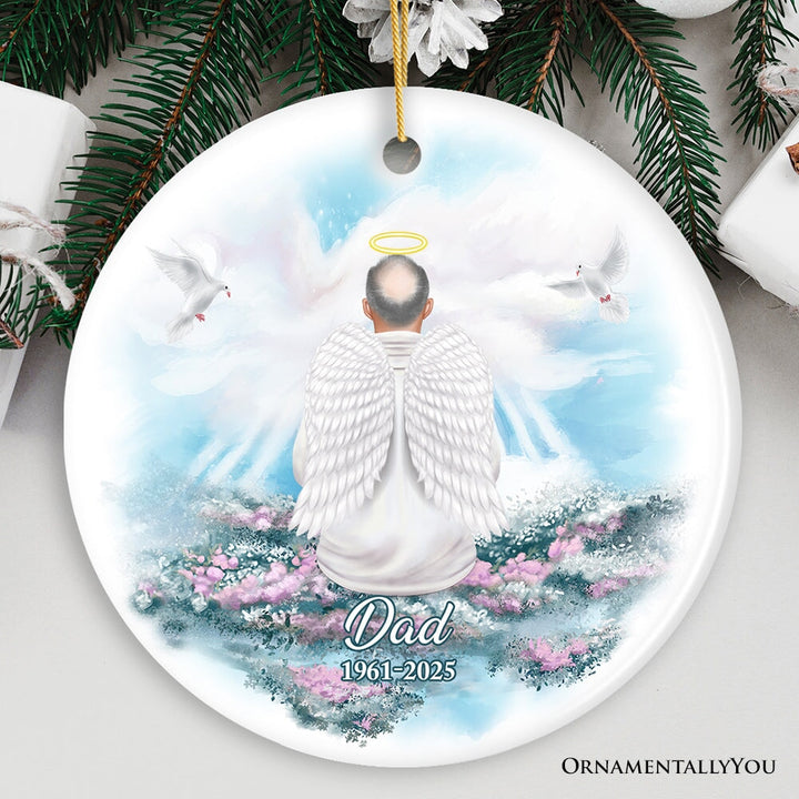 Family in Heaven Personalized Ornament, Grandparents or Parents Keepsake Angel with Wings Christmas Memorial Decoration Ceramic Ornament OrnamentallyYou 