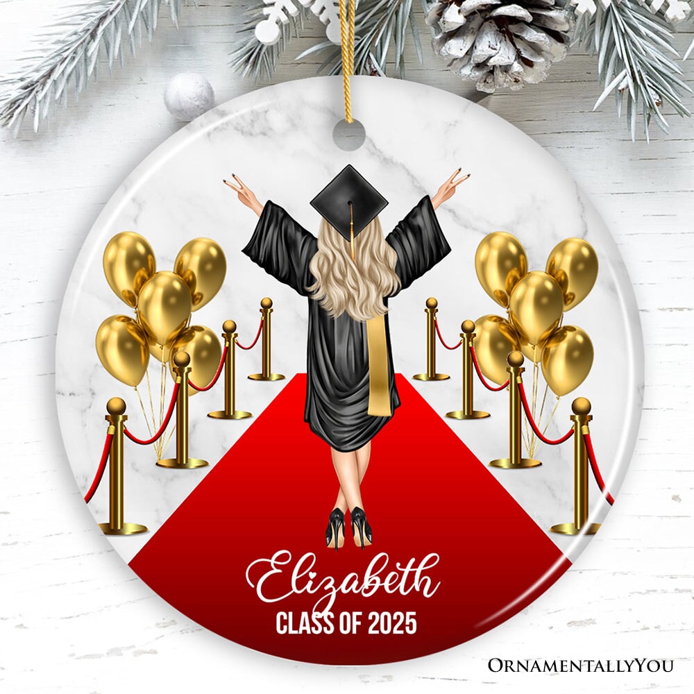 Personalized Female Graduation Ceremony Ornament, School Grad Teenage or Adult Girls Gift