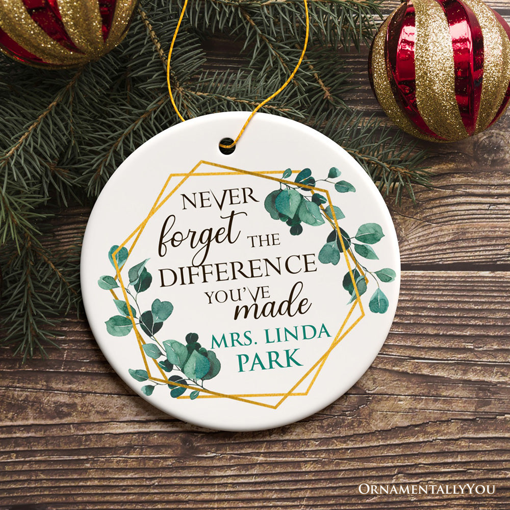 Teachers Appreciation Gift with Inspirational Quote, Christmas Ornament with School Theme for Professors