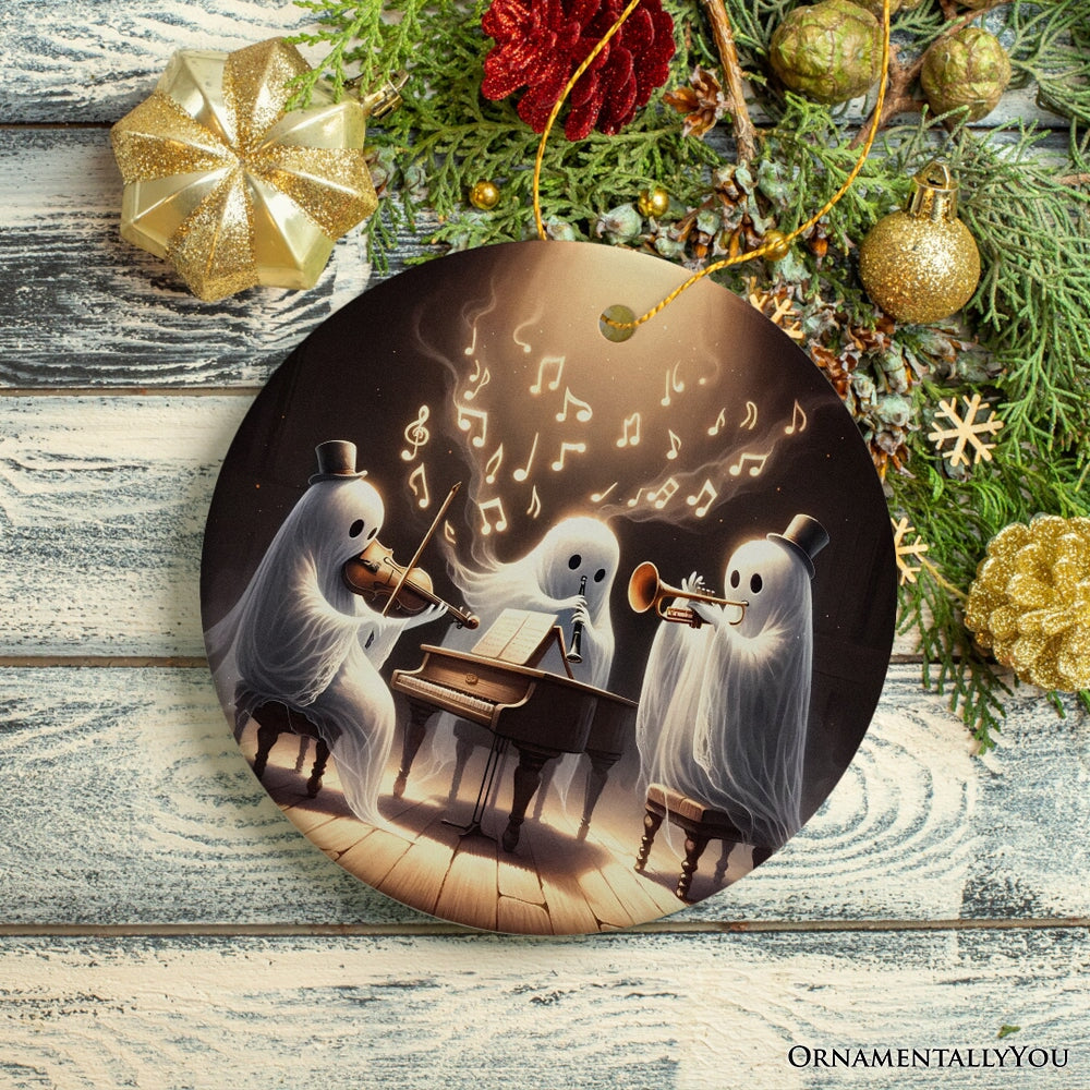 Ghostly Triumvirate Musical Prodigies Ornament, Whimsical Horror Musicians Unique Halloween Tree Gift Ceramic Ornament OrnamentallyYou 