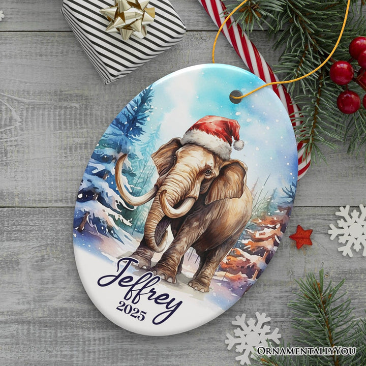Elephant Personalized Ornament, Magical Arctic Glow Christmas Gift With Custom Name and Date Ceramic Ornament OrnamentallyYou Oval 