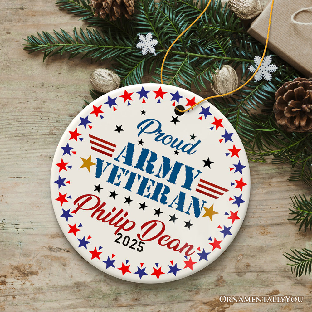 Custom Army Veteran Name and Date Ornament, Military Appreciation Gift