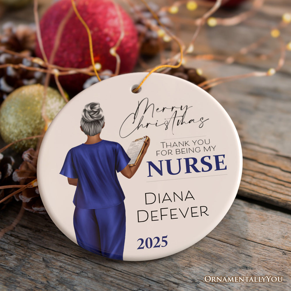 Nurse Appreciation Gift Personalized Ornament, Custom Retirement, Student or Nursing Practitioner Small Christmas Present