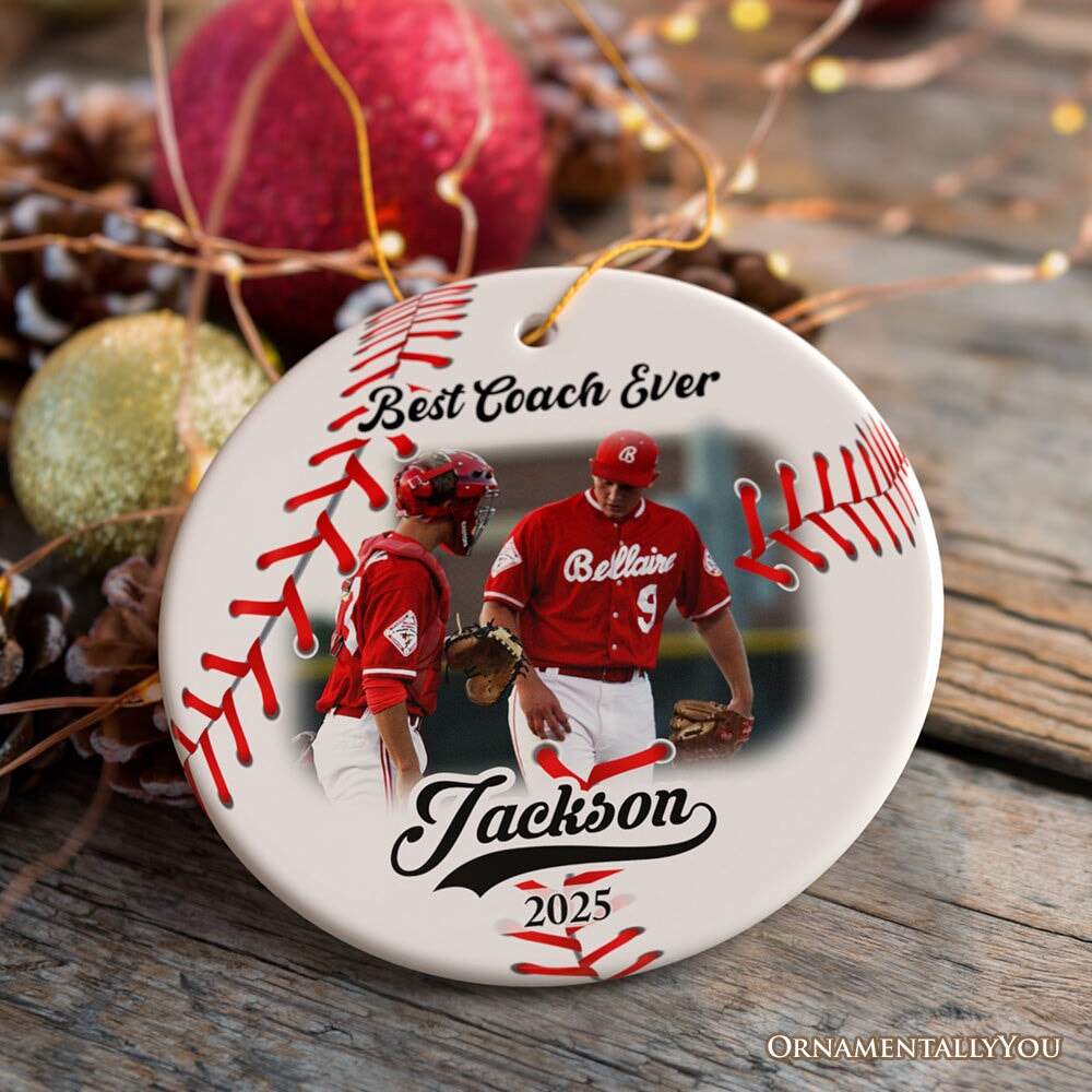 Baseball Personalized Picture Ornament Gift, Photo Upload Team, Player and Coaches Gift