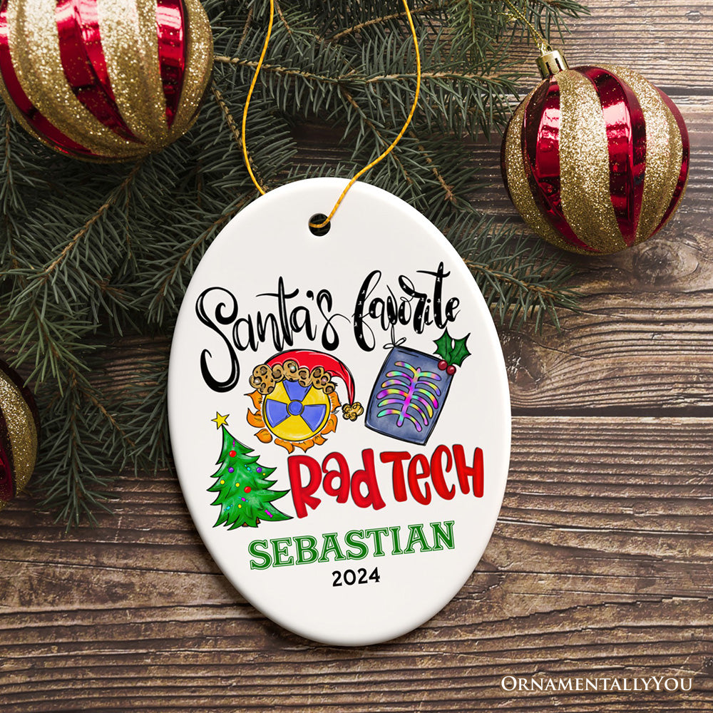 Santa’s Favorite Rad Tech Custom Christmas Ornament, Radiology Crew Appreciation Gift