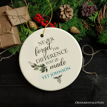 Animal Doctor Personalized Gift Inspirational Quote Ornament, Veterinarian Nurse and Technician Gift Ceramic Ornament OrnamentallyYou Circle 