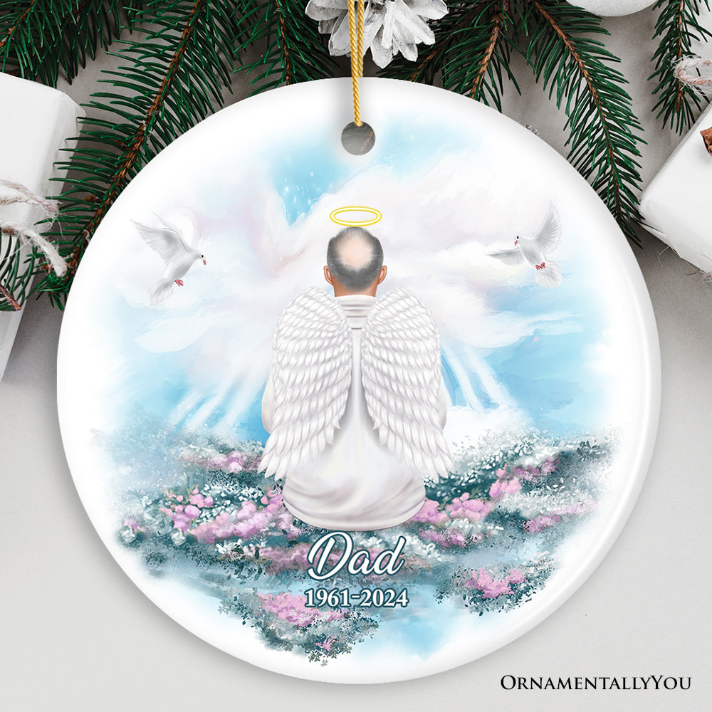 Family in Heaven Personalized Ornament, Grandparents or Parents Keepsake Angel with Wings Christmas Memorial Decoration