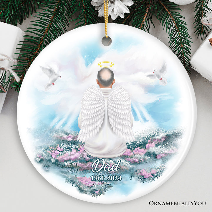 Family in Heaven Personalized Ornament, Grandparents or Parents Keepsake Angel with Wings Christmas Memorial Decoration