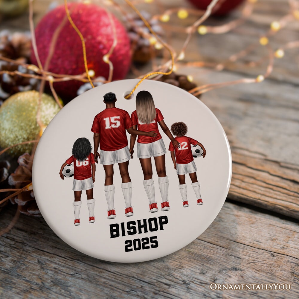 Soccer Family Personalized Ornament, Custom Christmas Gift for Football Players and Coaches Ceramic Ornament OrnamentallyYou 