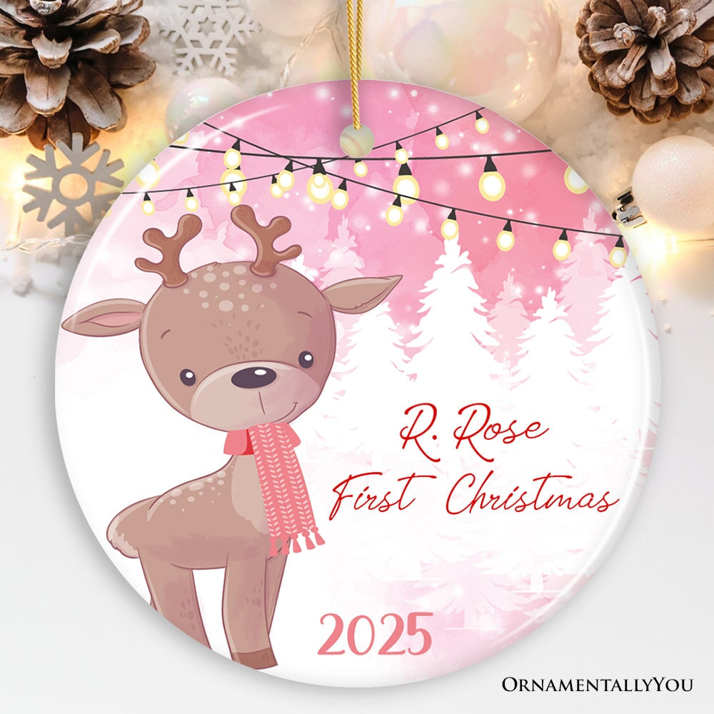 Baby Reindeer First Christmas Male and Female Personalized Ornament Ceramic Ornament OrnamentallyYou 