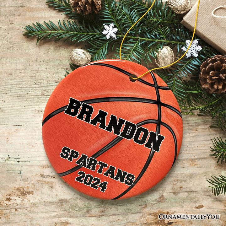 Personalized Basketball Christmas Ornament, Festive Holiday Theme with Name and Date Ceramic Ornament OrnamentallyYou 