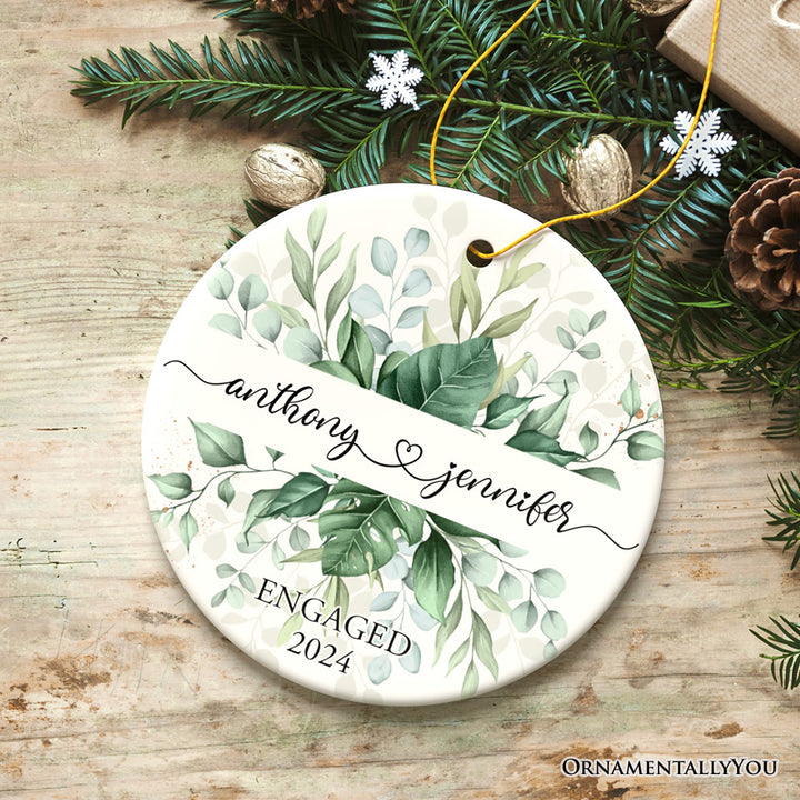 Elegant Personalized Wedding Ornament, Married or Engaged Couple Gift