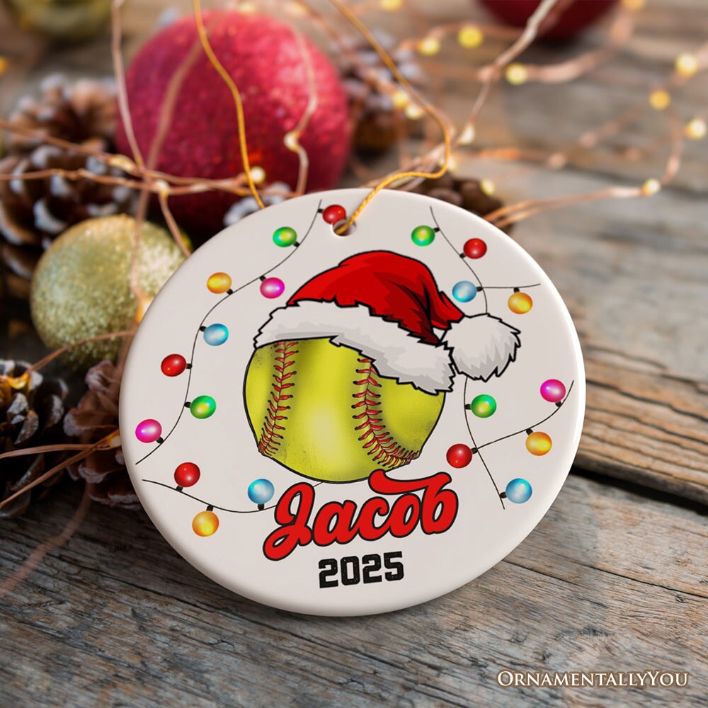 Softball Ornament Customized with Player and Team, Custom Keepsake Coaches Gift Ceramic Ornament OrnamentallyYou 