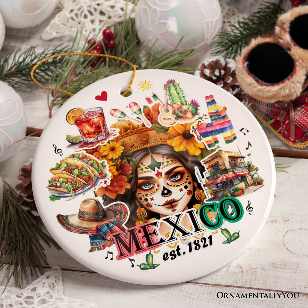 Vibrantly Colorful and Cultural Mexican Traditional Christmas Ornament, Mexicano Gift and Souvenir Ceramic Ornament OrnamentallyYou 