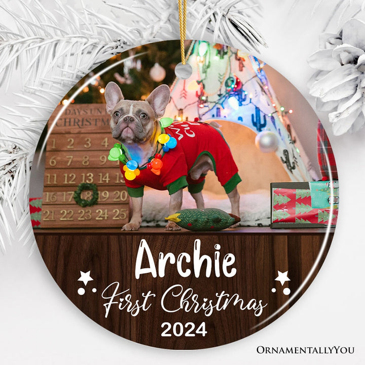 Puppy First Christmas Personalized Ornament, Baby Dog Custom 1st Xmas Gift Ceramic Ornament OrnamentallyYou 