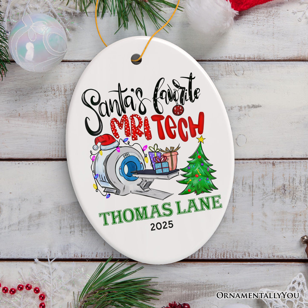 Santa’s Favorite MRI Tech Personalized Christmas Ornament, Health Imaging Technologist Gift