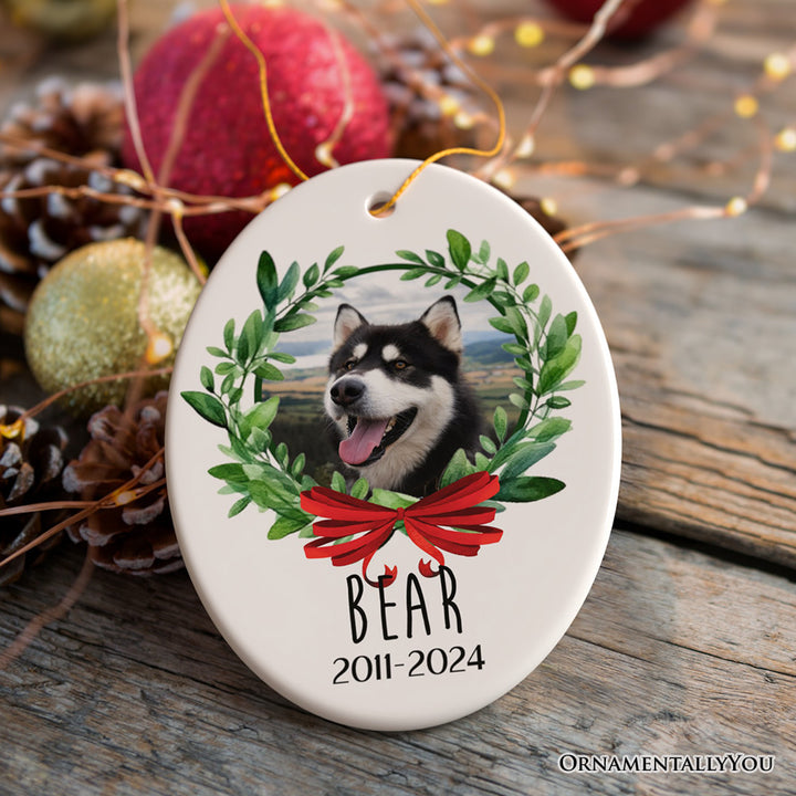 Pet Memorial Personalized Photo Ornament, In Memory of Dog or Cat Gift