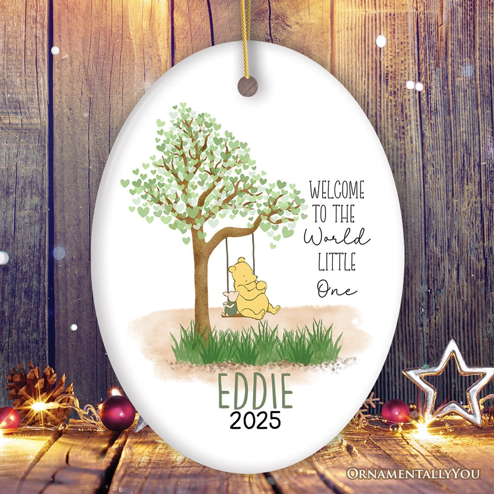 Sweet Simple Beauty Personalized Newborn Baby Christmas Ornament, Custom Name Ceramic Keepsake Ceramic Ornament OrnamentallyYou Oval 