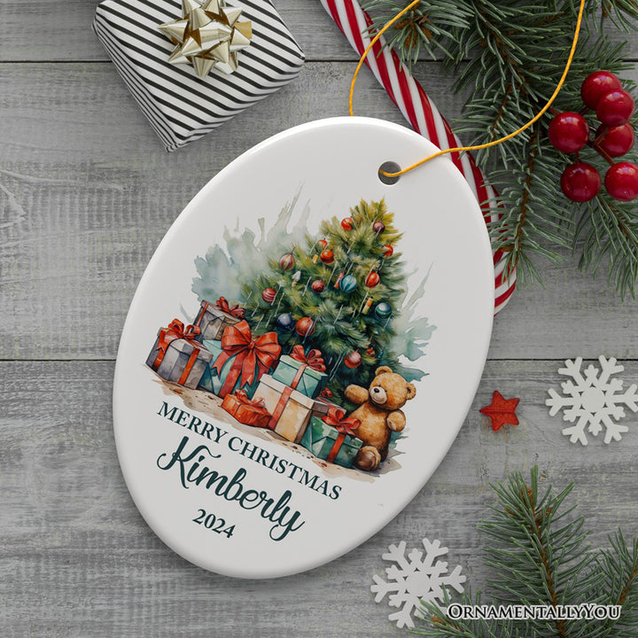 Joyous Christmas Tree Personalized Ornament, Cute Gift With Custom Name